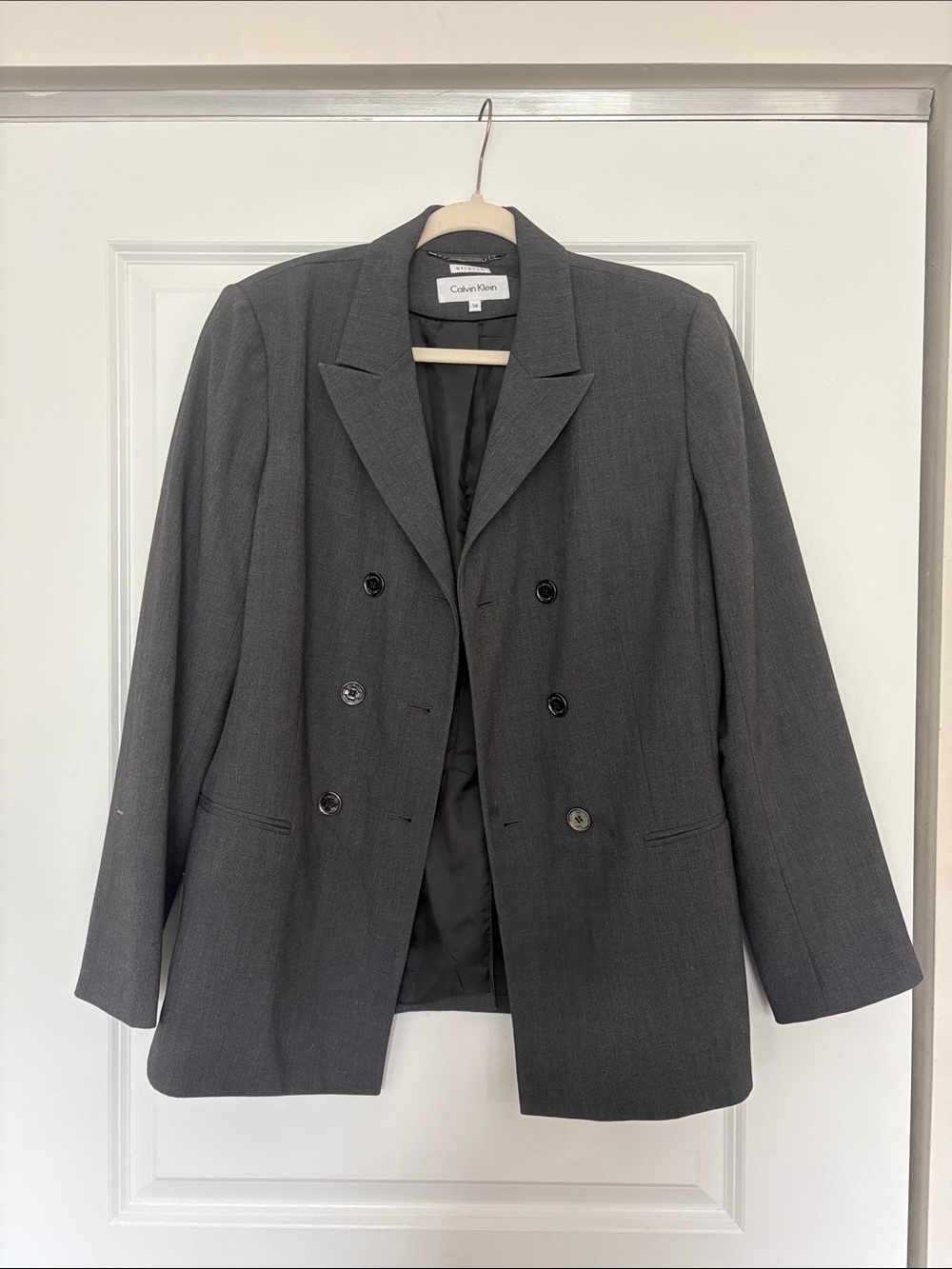 Calvin Klein Women's Dark Gray Double-Breasted Blazer